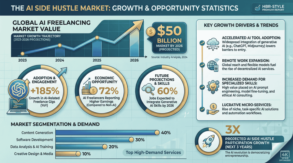 AI Side Hustle Growth Statistics Infographic