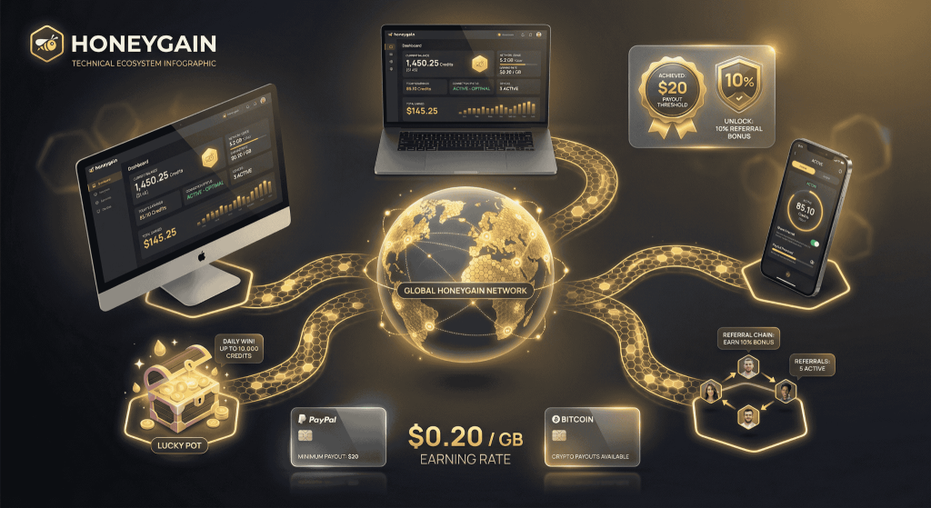 Honeygain Platform Mechanics Visualization 