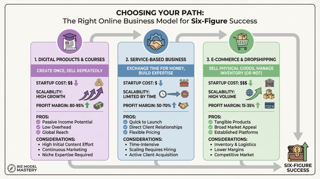 Online Business Models Comparison Diagram