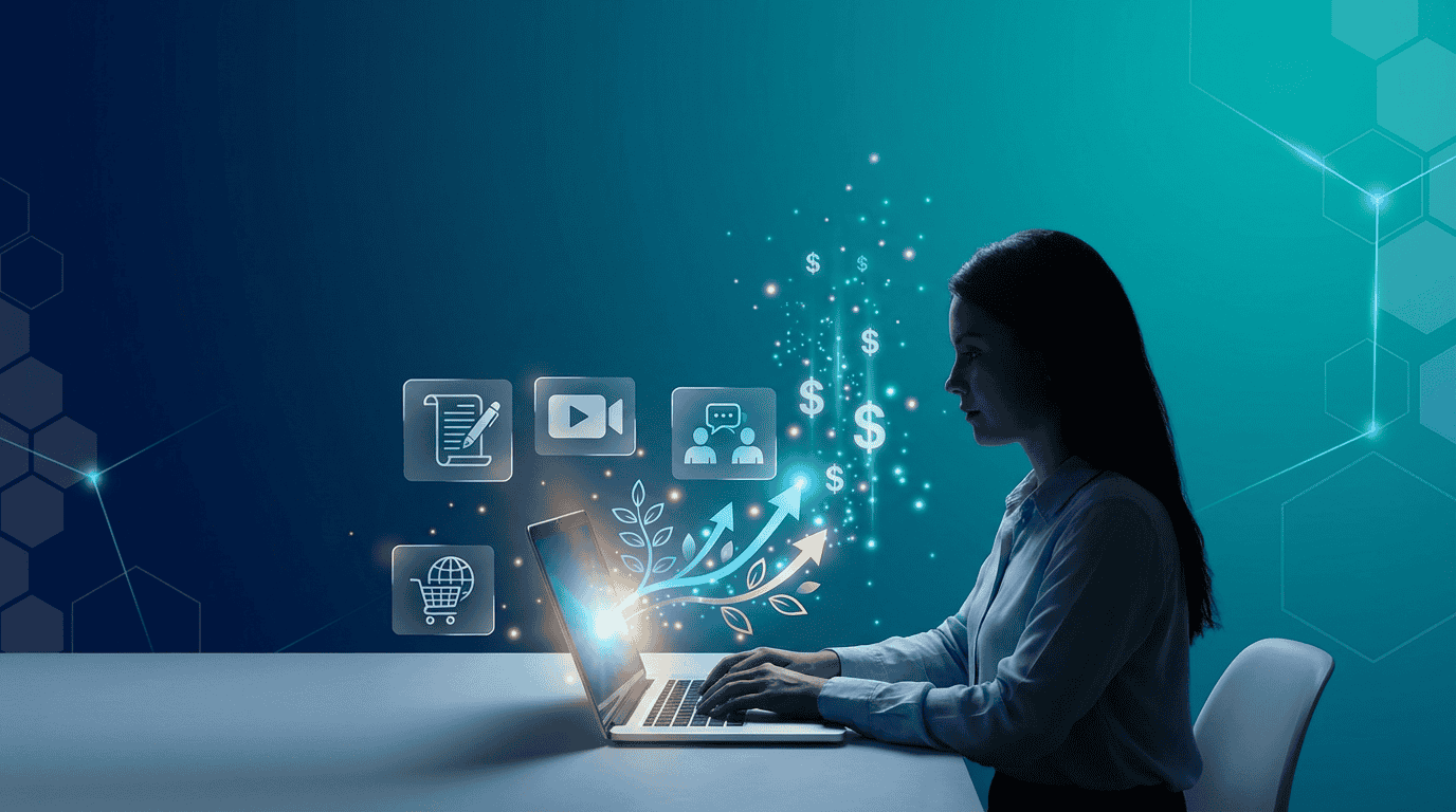 Digital Entrepreneur Launching Online Business Success